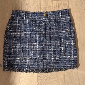 Zara Blue and White Tweed Mini Skirt